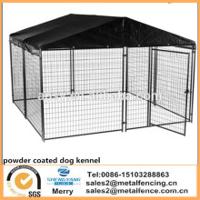 6&#39;H x 10&#39;W x 10&#39;L sliver e pó preto revestido canil Modular cão com tampa e moldura